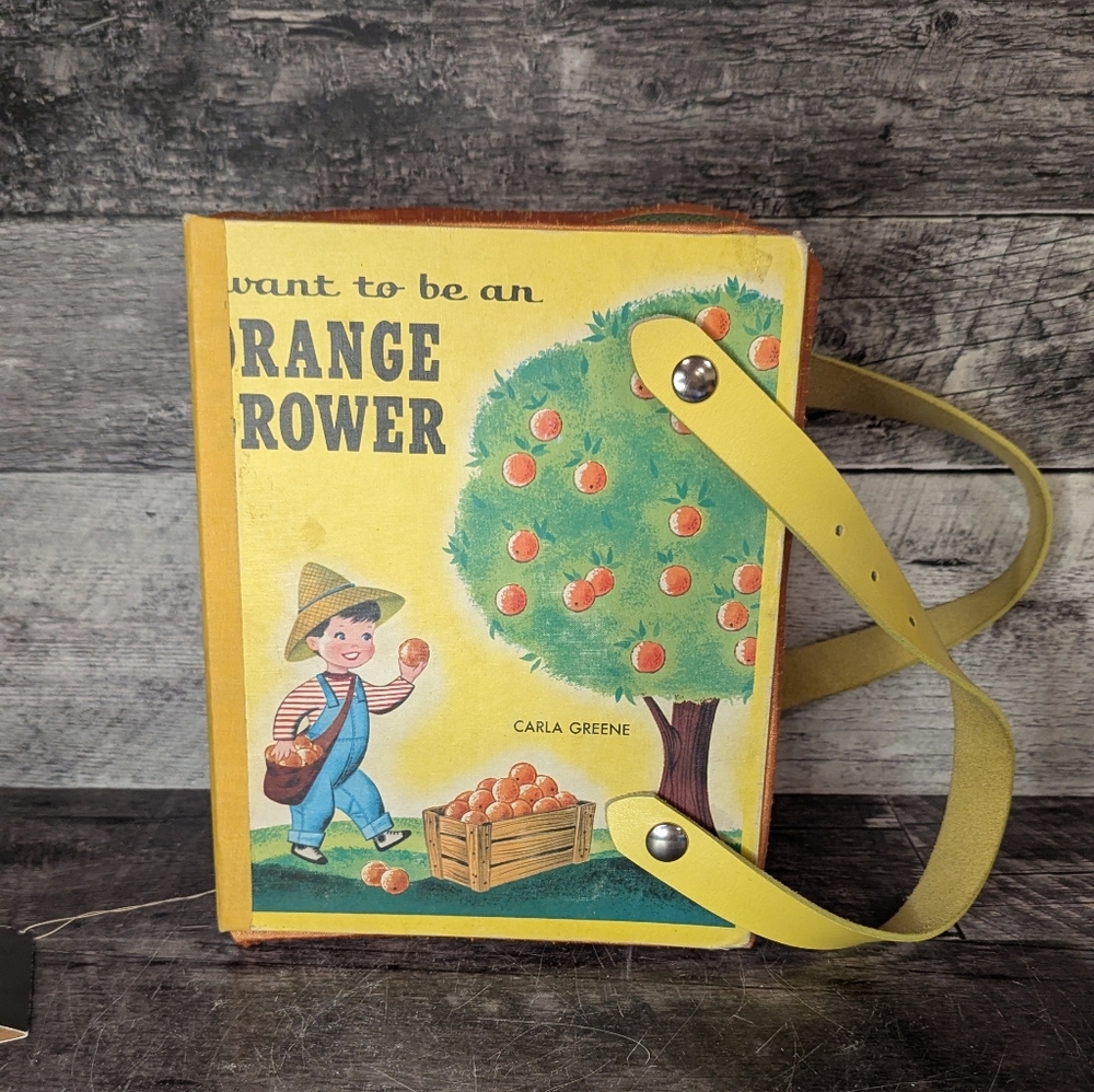Vintage Book Purse with Yellow Strap By Canadian Noelle Hamlyn OOAK